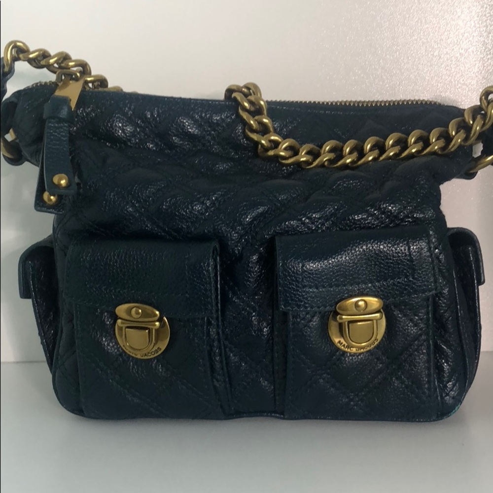 Marc Jacobs Chain Strap Leather Quilted Teal Bag